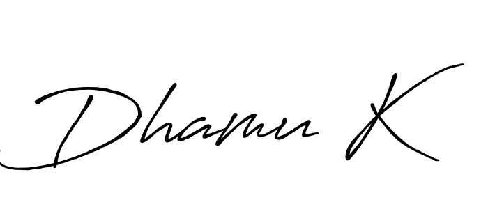 The best way (Antro_Vectra_Bolder) to make a short signature is to pick only two or three words in your name. The name Dhamu K include a total of six letters. For converting this name. Dhamu K signature style 7 images and pictures png