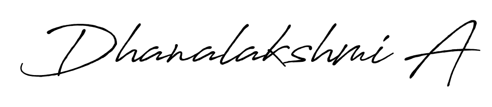 A timeless handwritten aesthetic for Dhanalakshmi A. The Antro_Vectra_Bolder font gives your signature a handcrafted feel with natural curves. Dhanalakshmi A signature style 7 images and pictures png