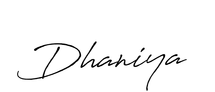 Also we have Dhaniya name is the best signature style. Create professional handwritten signature collection using Antro_Vectra_Bolder autograph style. Dhaniya signature style 7 images and pictures png