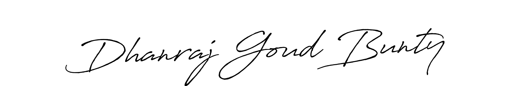 How to make Dhanraj Goud Bunty name signature. Use Antro_Vectra_Bolder style for creating short signs online. This is the latest handwritten sign. Dhanraj Goud Bunty signature style 7 images and pictures png