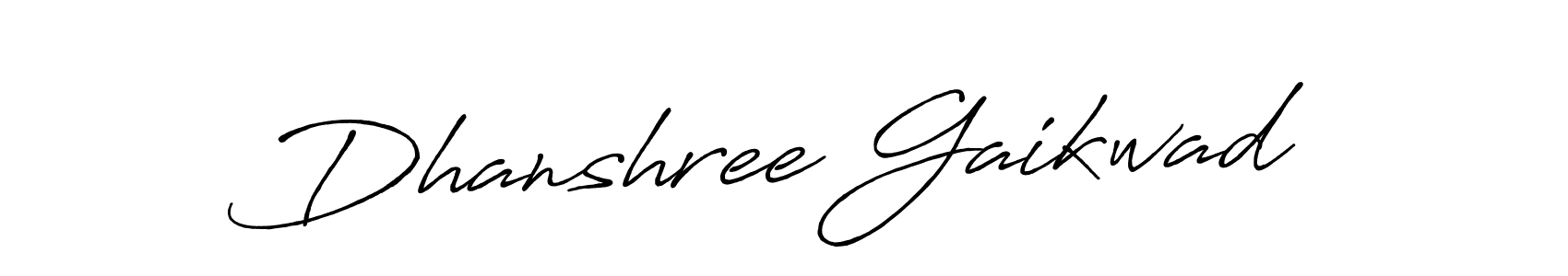 How to make Dhanshree Gaikwad name signature. Use Antro_Vectra_Bolder style for creating short signs online. This is the latest handwritten sign. Dhanshree Gaikwad signature style 7 images and pictures png