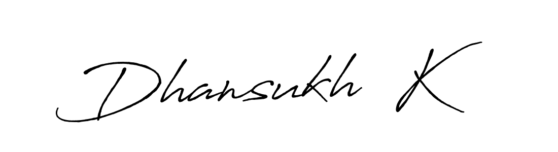 The best way (Antro_Vectra_Bolder) to make a short signature is to pick only two or three words in your name. The name Dhansukh  K include a total of six letters. For converting this name. Dhansukh  K signature style 7 images and pictures png