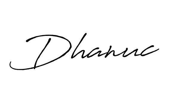 Create a beautiful signature design for name Dhanuc. With this signature (Antro_Vectra_Bolder) fonts, you can make a handwritten signature for free. Dhanuc signature style 7 images and pictures png