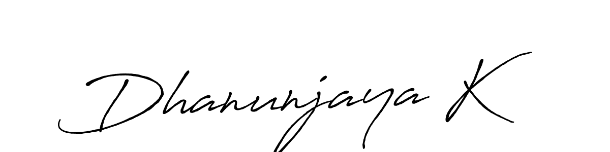 Create a beautiful signature design for name Dhanunjaya K. With this signature (Antro_Vectra_Bolder) fonts, you can make a handwritten signature for free. Dhanunjaya K signature style 7 images and pictures png