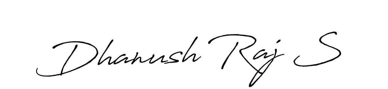 Create a beautiful signature design for name Dhanush Raj S. With this signature (Antro_Vectra_Bolder) fonts, you can make a handwritten signature for free. Dhanush Raj S signature style 7 images and pictures png