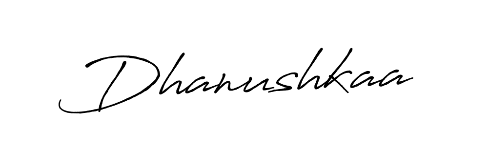 Create a beautiful signature design for name Dhanushkaa. With this signature (Antro_Vectra_Bolder) fonts, you can make a handwritten signature for free. Dhanushkaa signature style 7 images and pictures png