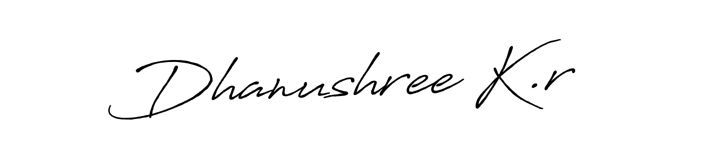 How to make Dhanushree K.r name signature. Use Antro_Vectra_Bolder style for creating short signs online. This is the latest handwritten sign. Dhanushree K.r signature style 7 images and pictures png