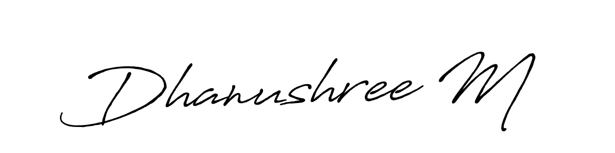 How to make Dhanushree M name signature. Use Antro_Vectra_Bolder style for creating short signs online. This is the latest handwritten sign. Dhanushree M signature style 7 images and pictures png