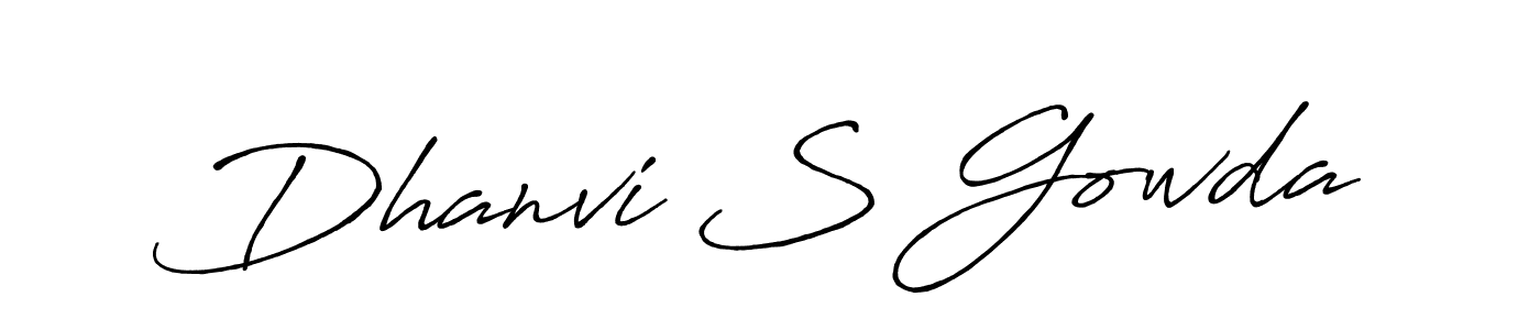 Create a beautiful signature design for name Dhanvi S Gowda. With this signature (Antro_Vectra_Bolder) fonts, you can make a handwritten signature for free. Dhanvi S Gowda signature style 7 images and pictures png