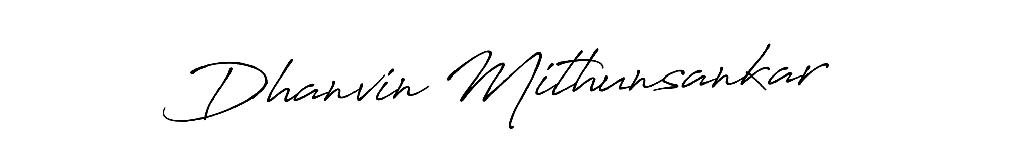 The best way (Antro_Vectra_Bolder) to make a short signature is to pick only two or three words in your name. The name Dhanvin Mithunsankar include a total of six letters. For converting this name. Dhanvin Mithunsankar signature style 7 images and pictures png