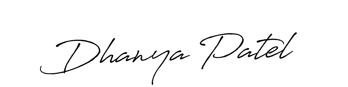 Make a beautiful signature design for name Dhanya Patel. With this signature (Antro_Vectra_Bolder) style, you can create a handwritten signature for free. Dhanya Patel signature style 7 images and pictures png