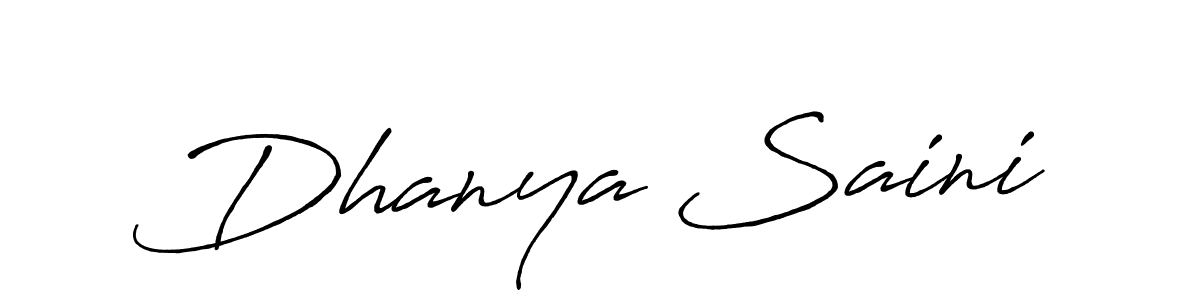 Make a beautiful signature design for name Dhanya Saini. With this signature (Antro_Vectra_Bolder) style, you can create a handwritten signature for free. Dhanya Saini signature style 7 images and pictures png