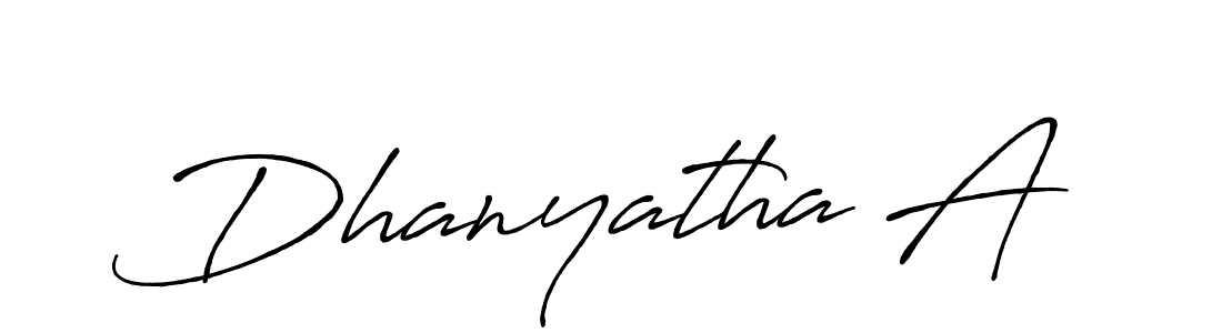 How to make Dhanyatha A name signature. Use Antro_Vectra_Bolder style for creating short signs online. This is the latest handwritten sign. Dhanyatha A signature style 7 images and pictures png