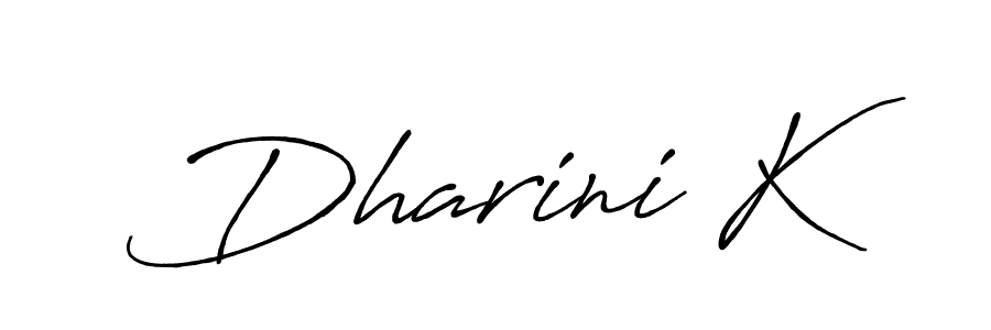 The best way (Antro_Vectra_Bolder) to make a short signature is to pick only two or three words in your name. The name Dharini K include a total of six letters. For converting this name. Dharini K signature style 7 images and pictures png