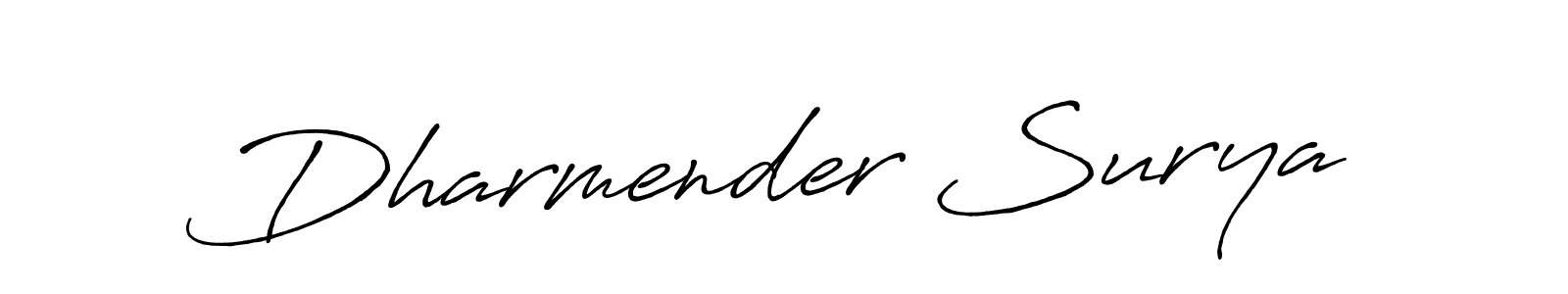 Make a beautiful signature design for name Dharmender Surya. With this signature (Antro_Vectra_Bolder) style, you can create a handwritten signature for free. Dharmender Surya signature style 7 images and pictures png