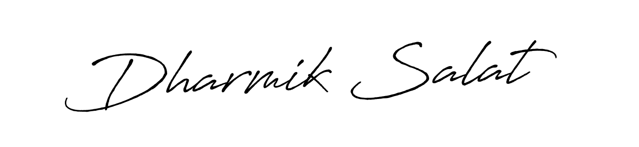 Make a beautiful signature design for name Dharmik Salat. With this signature (Antro_Vectra_Bolder) style, you can create a handwritten signature for free. Dharmik Salat signature style 7 images and pictures png