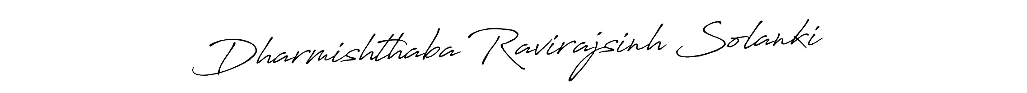 Create a beautiful signature design for name Dharmishthaba Ravirajsinh Solanki. With this signature (Antro_Vectra_Bolder) fonts, you can make a handwritten signature for free. Dharmishthaba Ravirajsinh Solanki signature style 7 images and pictures png