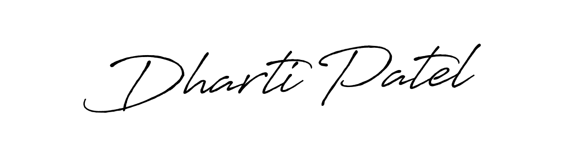 How to make Dharti Patel name signature. Use Antro_Vectra_Bolder style for creating short signs online. This is the latest handwritten sign. Dharti Patel signature style 7 images and pictures png