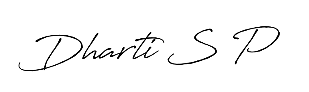 The best way (Antro_Vectra_Bolder) to make a short signature is to pick only two or three words in your name. The name Dharti S P include a total of six letters. For converting this name. Dharti S P signature style 7 images and pictures png