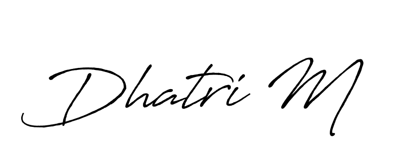 How to make Dhatri M name signature. Use Antro_Vectra_Bolder style for creating short signs online. This is the latest handwritten sign. Dhatri M signature style 7 images and pictures png