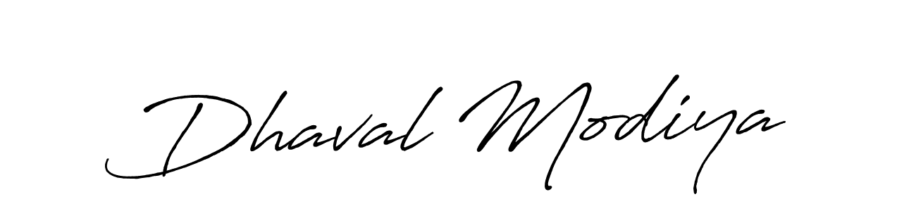 Make a beautiful signature design for name Dhaval Modiya. With this signature (Antro_Vectra_Bolder) style, you can create a handwritten signature for free. Dhaval Modiya signature style 7 images and pictures png
