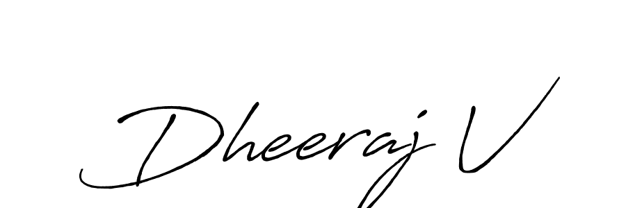 Create a beautiful signature design for name Dheeraj V. With this signature (Antro_Vectra_Bolder) fonts, you can make a handwritten signature for free. Dheeraj V signature style 7 images and pictures png
