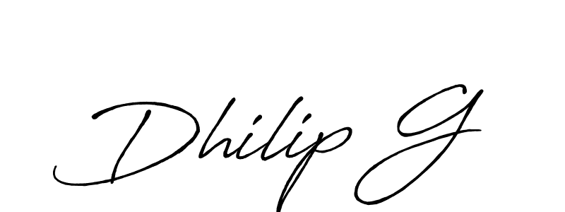 How to make Dhilip G signature? Antro_Vectra_Bolder is a professional autograph style. Create handwritten signature for Dhilip G name. Dhilip G signature style 7 images and pictures png