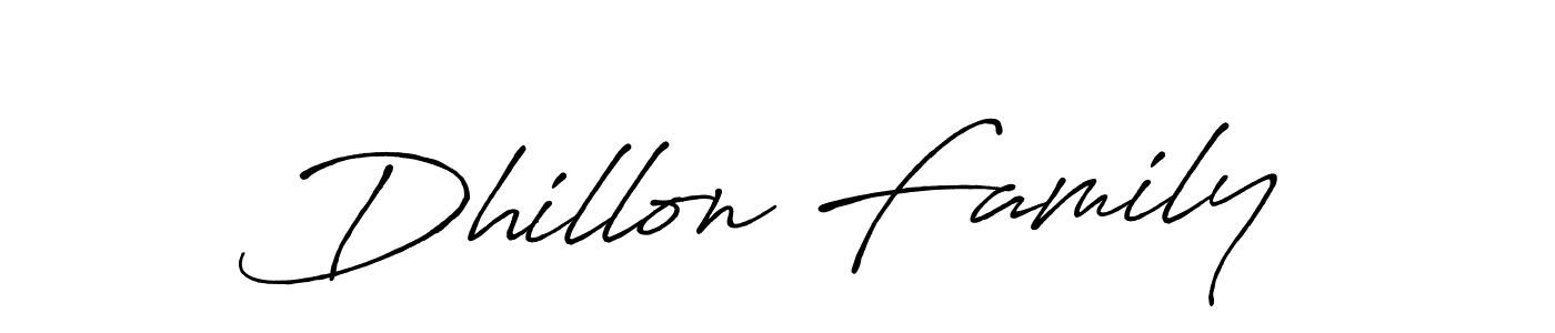 Make a short Dhillon Family signature style. Manage your documents anywhere anytime using Antro_Vectra_Bolder. Create and add eSignatures, submit forms, share and send files easily. Dhillon Family signature style 7 images and pictures png