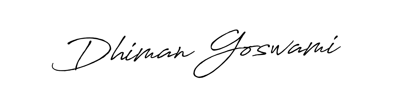 How to make Dhiman Goswami name signature. Use Antro_Vectra_Bolder style for creating short signs online. This is the latest handwritten sign. Dhiman Goswami signature style 7 images and pictures png