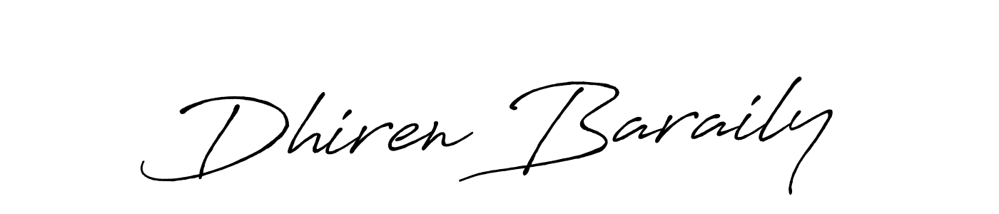 Create a beautiful signature design for name Dhiren Baraily. With this signature (Antro_Vectra_Bolder) fonts, you can make a handwritten signature for free. Dhiren Baraily signature style 7 images and pictures png