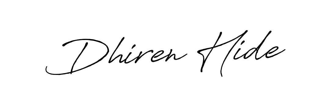 Create a beautiful signature design for name Dhiren Hide. With this signature (Antro_Vectra_Bolder) fonts, you can make a handwritten signature for free. Dhiren Hide signature style 7 images and pictures png
