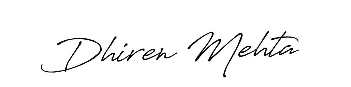 Create a beautiful signature design for name Dhiren Mehta. With this signature (Antro_Vectra_Bolder) fonts, you can make a handwritten signature for free. Dhiren Mehta signature style 7 images and pictures png