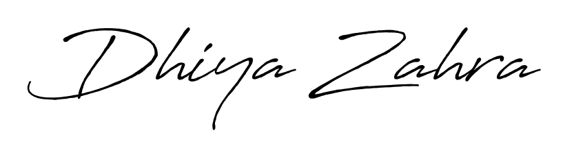 How to make Dhiya Zahra name signature. Use Antro_Vectra_Bolder style for creating short signs online. This is the latest handwritten sign. Dhiya Zahra signature style 7 images and pictures png