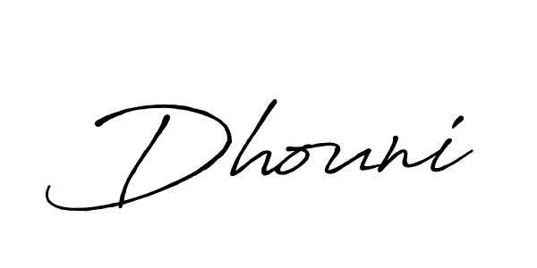 Use a signature maker to create a handwritten signature online. With this signature software, you can design (Antro_Vectra_Bolder) your own signature for name Dhouni. Dhouni signature style 7 images and pictures png
