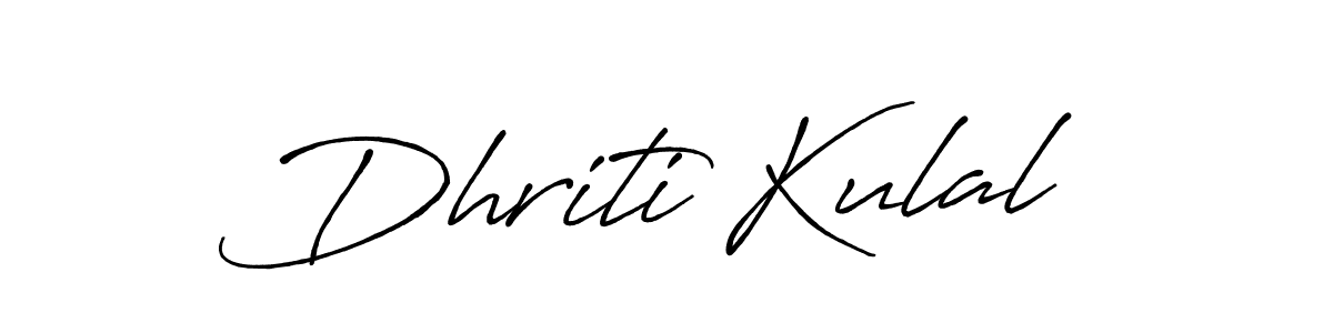 Create a beautiful signature design for name Dhriti Kulal. With this signature (Antro_Vectra_Bolder) fonts, you can make a handwritten signature for free. Dhriti Kulal signature style 7 images and pictures png