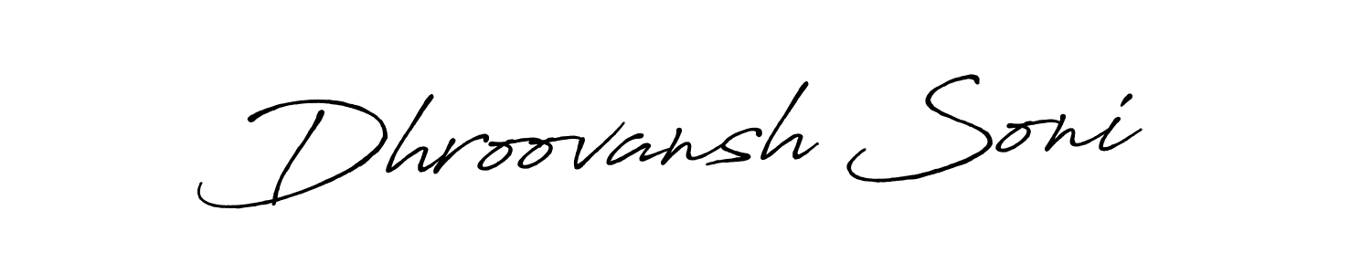 This is the best signature style for the Dhroovansh Soni name. Also you like these signature font (Antro_Vectra_Bolder). Mix name signature. Dhroovansh Soni signature style 7 images and pictures png