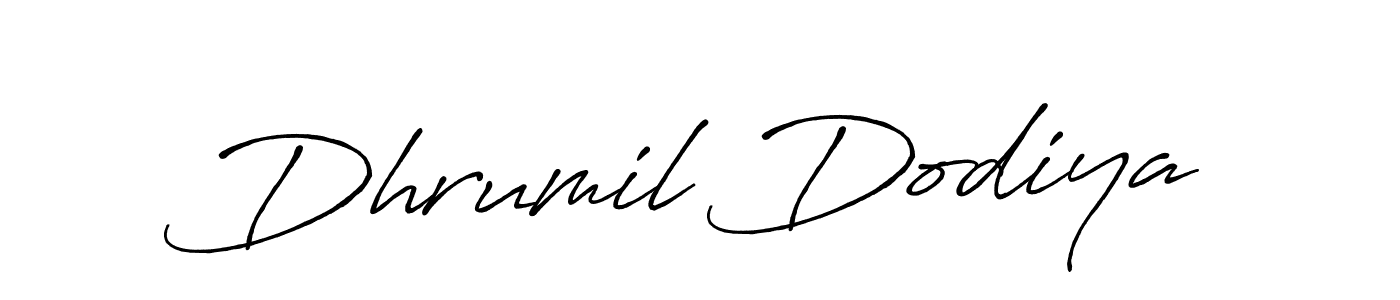 Create a beautiful signature design for name Dhrumil Dodiya. With this signature (Antro_Vectra_Bolder) fonts, you can make a handwritten signature for free. Dhrumil Dodiya signature style 7 images and pictures png