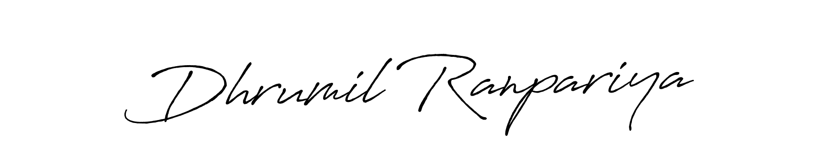 How to make Dhrumil Ranpariya name signature. Use Antro_Vectra_Bolder style for creating short signs online. This is the latest handwritten sign. Dhrumil Ranpariya signature style 7 images and pictures png