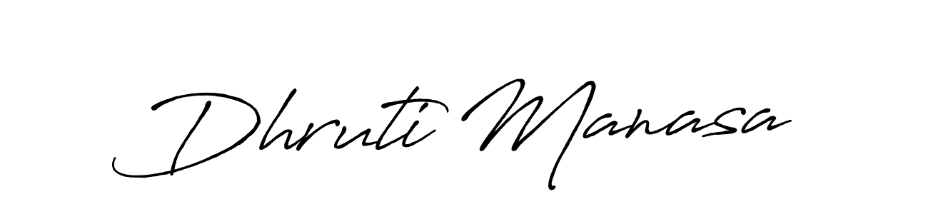 How to make Dhruti Manasa name signature. Use Antro_Vectra_Bolder style for creating short signs online. This is the latest handwritten sign. Dhruti Manasa signature style 7 images and pictures png