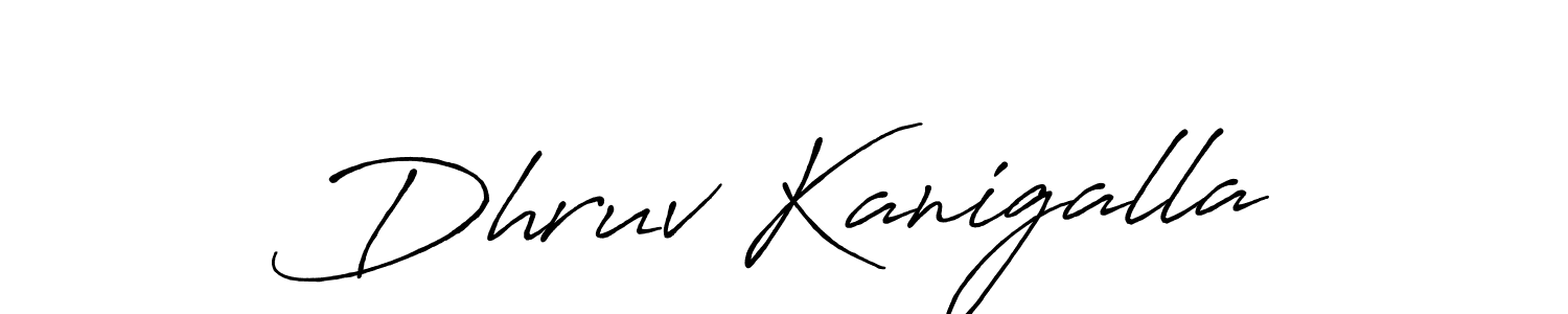 How to make Dhruv Kanigalla name signature. Use Antro_Vectra_Bolder style for creating short signs online. This is the latest handwritten sign. Dhruv Kanigalla signature style 7 images and pictures png