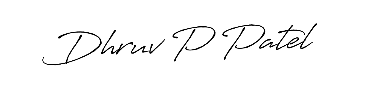 Use a signature maker to create a handwritten signature online. With this signature software, you can design (Antro_Vectra_Bolder) your own signature for name Dhruv P Patel. Dhruv P Patel signature style 7 images and pictures png