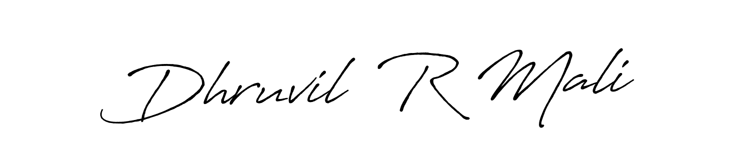 The best way (Antro_Vectra_Bolder) to make a short signature is to pick only two or three words in your name. The name Dhruvil  R Mali include a total of six letters. For converting this name. Dhruvil  R Mali signature style 7 images and pictures png