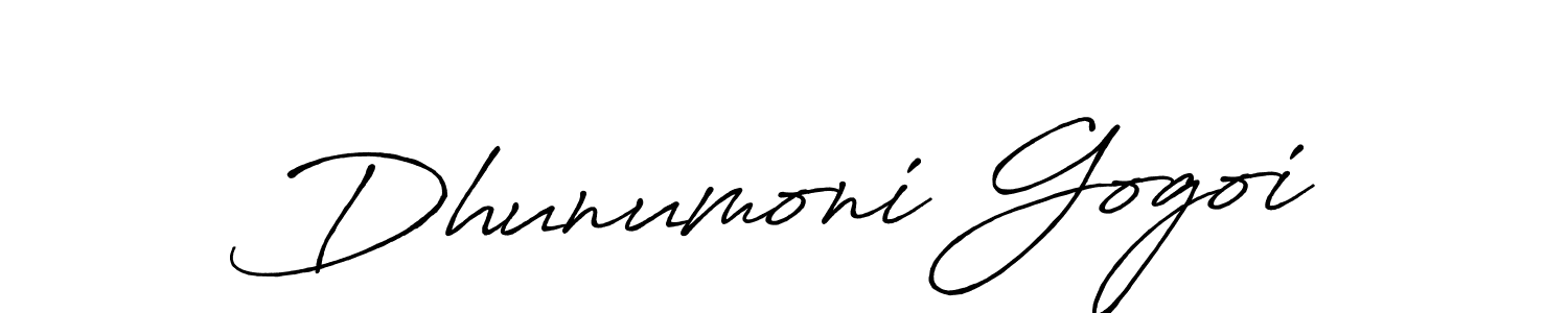 Make a beautiful signature design for name Dhunumoni Gogoi. With this signature (Antro_Vectra_Bolder) style, you can create a handwritten signature for free. Dhunumoni Gogoi signature style 7 images and pictures png