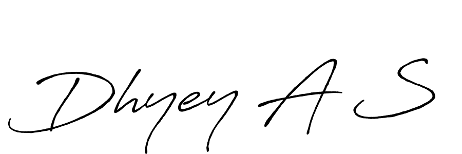 The best way (Antro_Vectra_Bolder) to make a short signature is to pick only two or three words in your name. The name Dhyey A S include a total of six letters. For converting this name. Dhyey A S signature style 7 images and pictures png