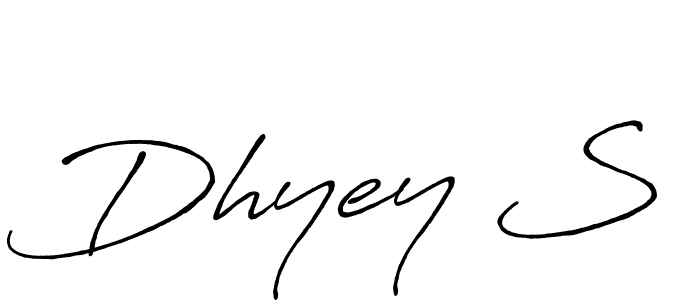 The best way (Antro_Vectra_Bolder) to make a short signature is to pick only two or three words in your name. The name Dhyey S include a total of six letters. For converting this name. Dhyey S signature style 7 images and pictures png