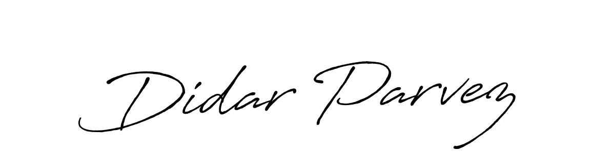 The best way (Antro_Vectra_Bolder) to make a short signature is to pick only two or three words in your name. The name Didar Parvez include a total of six letters. For converting this name. Didar Parvez signature style 7 images and pictures png