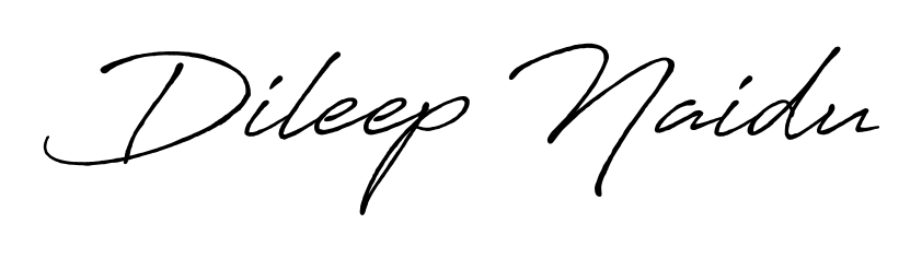 A classic penmanship look for Dileep Naidu. The Antro_Vectra_Bolder font brings timeless elegance and confidence to every signed document. Dileep Naidu signature style 7 images and pictures png