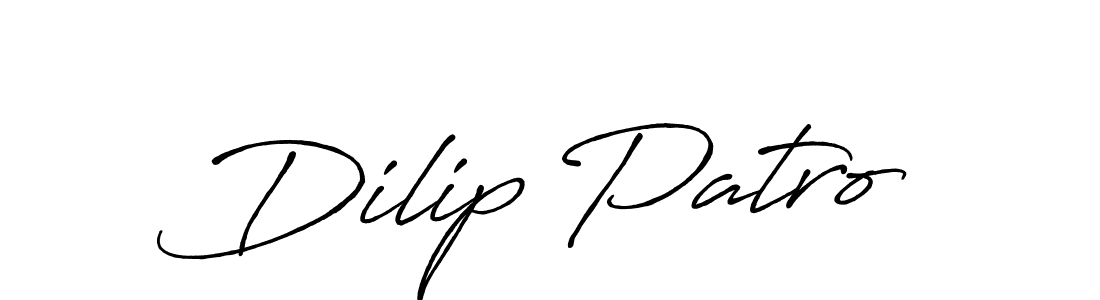 The best way (Antro_Vectra_Bolder) to make a short signature is to pick only two or three words in your name. The name Dilip Patro include a total of six letters. For converting this name. Dilip Patro signature style 7 images and pictures png