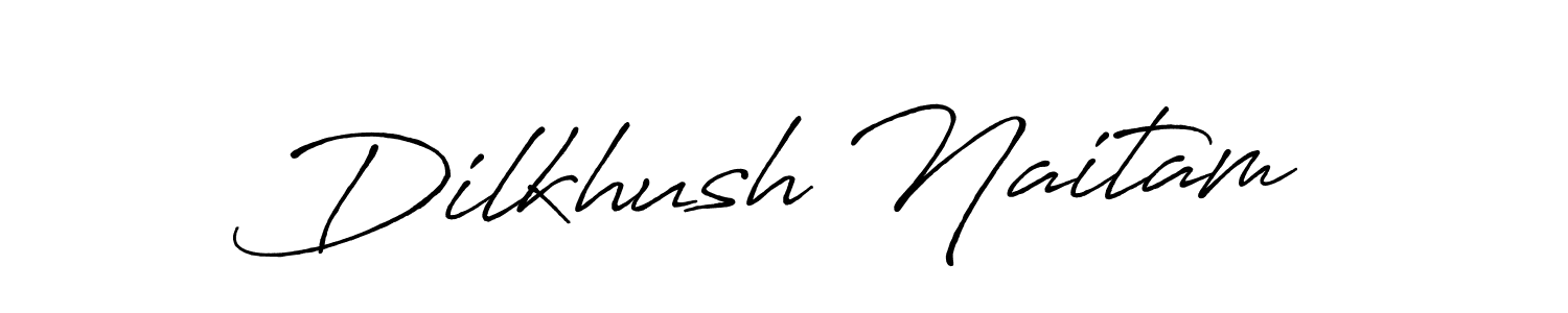 How to make Dilkhush Naitam name signature. Use Antro_Vectra_Bolder style for creating short signs online. This is the latest handwritten sign. Dilkhush Naitam signature style 7 images and pictures png
