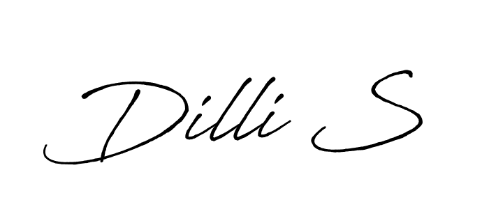 The best way (Antro_Vectra_Bolder) to make a short signature is to pick only two or three words in your name. The name Dilli S include a total of six letters. For converting this name. Dilli S signature style 7 images and pictures png
